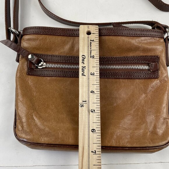TANO Leather Crossbody Purse Shoulder Bag Small Brown Zip Closure Made In Italy - Picture 4 of 12